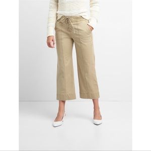 GAP Khaki High Rise Lace Up Wide Leg Crop Pant